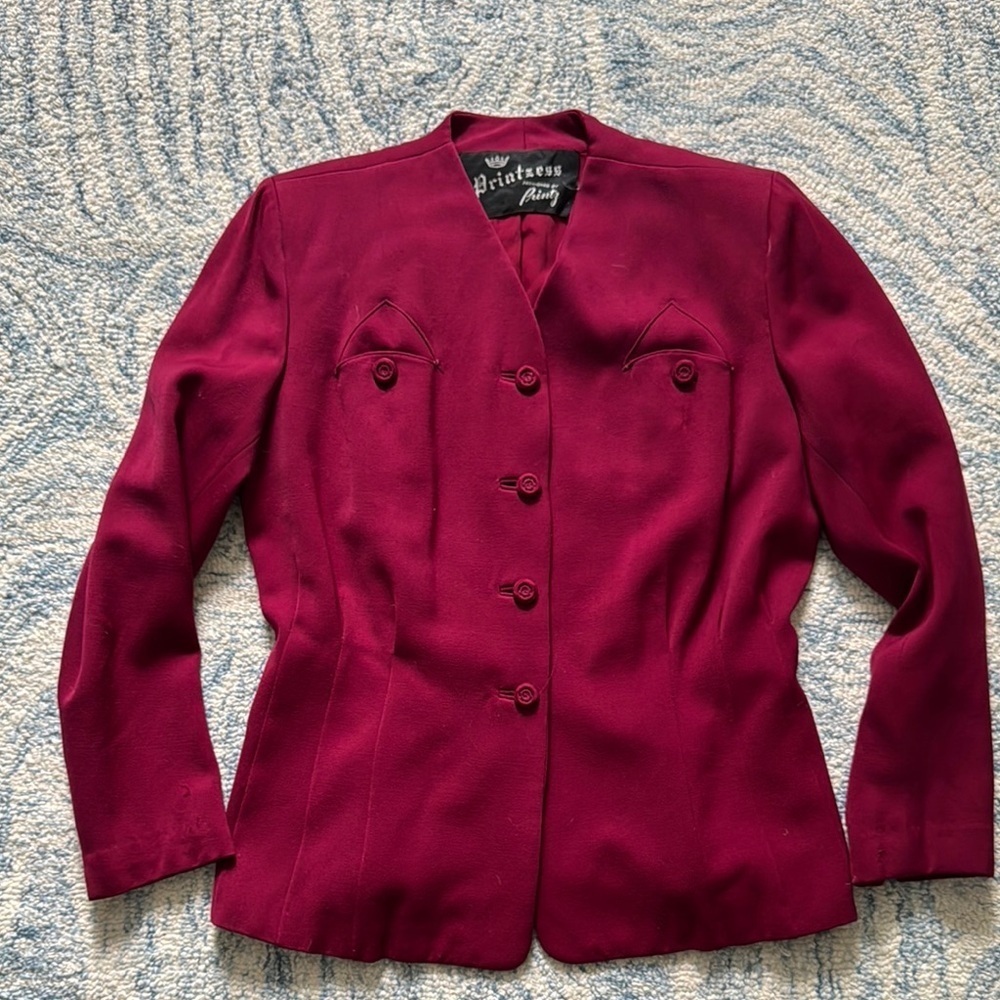 Authentic Printzess Vintage 1940s Blazer Burgundy L